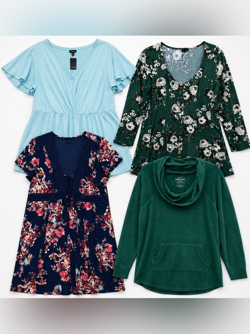 Torrid Plus Size 2/2X Bundle of 4 Tops & Dress NWT Floral Tunics Cozy